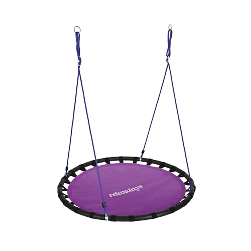 Relaxdays Altalena da Giardino a Nido, per Bambini e Adulti, Regolabile, Ø 120 cm, Portata Max. 100 kg, Viola