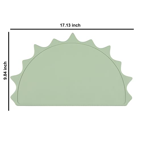 Honghong Silicone Placemats For Kids, Toddler Placemat With Raised Edges, Bpa-Free Non-Slip Silicone Placemats For Dining Table (Olive) #TOP3