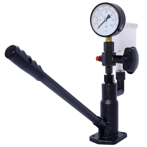 600Bar 8000PSI Diesel Fuel Injector Tester Diesel Injector Nozzle Tester with Dual Scale Gauge to Adjust Injector Nozzle Pressure and Testing Diesel Injector with Adjustable Hand Wheel