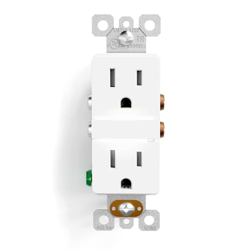 Image of ELEGRP Decorative Outlet Night Light, Electrical Wall Outlets with Built in Led Guidelight 6000K, Tamper Resistant Receptacle, 15 Amp 125 Volt, Matte White, 1 Pack