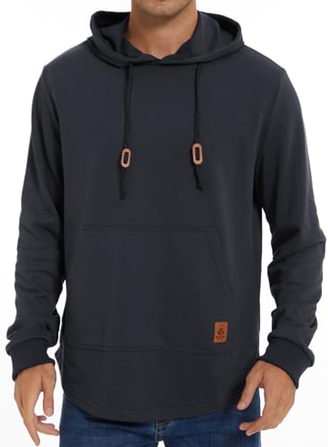 BAYAMO Mens Lightweight Hoodies Pullover Hipster Sweatshirts Long Sleeve Plain Hooded Shirt for Athletic Workout with Pocket
