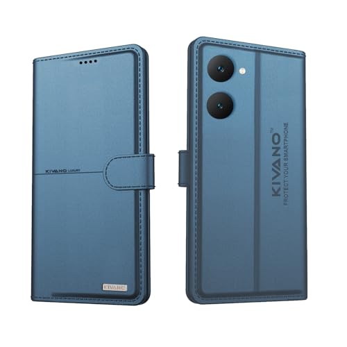 Image of Compatible with iQOO Z9 Lite 5G / Vivo Y28S 5G / Vivo T3 Lite 5G / Vivo Y18 4G / Vivo Y18e 4G / Vivo Y18i 4G Flip Cover | Leather Finish | Inside Pockets & Inbuilt Stand Blue