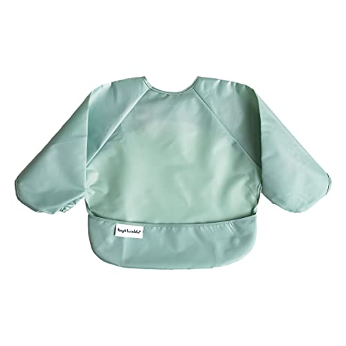 Tiny Twinkle Long Sleeve Bib for Babies & Toddlers | 2-Pack Waterproof Smock Bib for Eating | Machine Washable & Mess-Proof Feeding Essentials | Newborn Shower Gift (Sage Charcoal,6–24M)