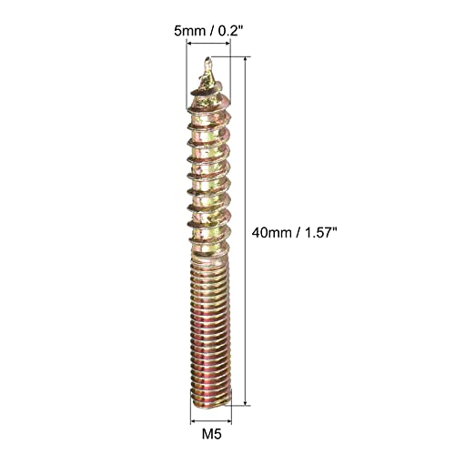Image of uxcell M5x40mm Hanger Bolts, 48pcs Double Ended Thread Dowel Screws for Wood Furniture Connecting