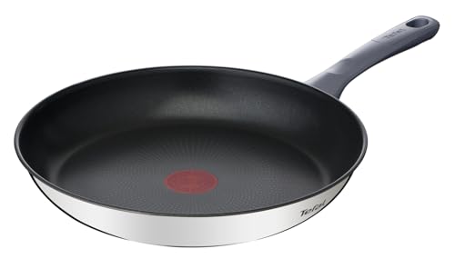 Tefal Daily Cook - Sartén de 30 cm, Apto inducción, antiadherente, revestimiento titanio, Thermo-signal, sin PFOA, apto lavavajillas y horno, acero inoxidable
