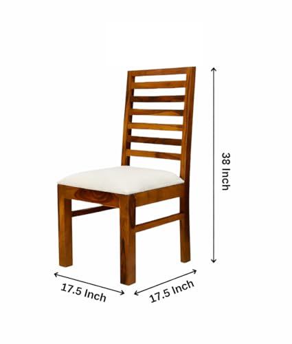 Image of SHYAM ART & CRAFT 4 Seater Dining Table Set in Sheesham Wood with Cushioned Chairs | Solid Wooden Dining Table for Home & Kitchen | Space Saving Modern Furniture for Dining Room | Brown