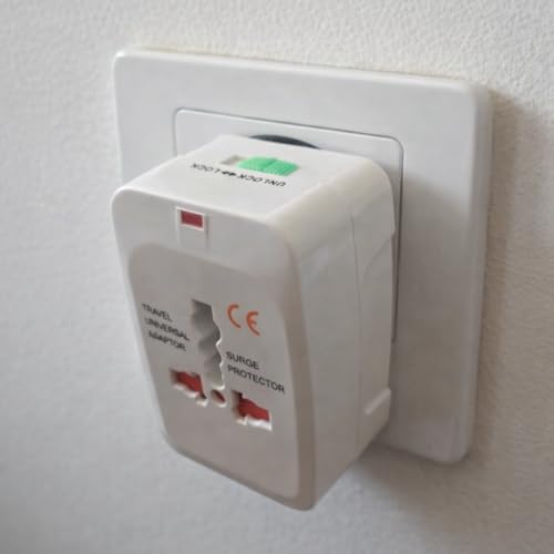 Image of Hawk Universal Travel Adapter, (Model : Atom) 3 Port with Dual USB Type-A and Type-C Charger, International Power Converter for 150+ Countries, White, 100-240V AC