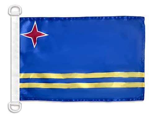 AZ FLAG - Aruba Nautical Flag - 18'' x 12'' - For Outdoor and Boat - Aruban Banner Knitted Polyester with Two Plastic Rings - Vivid Colors - 12x18 in - 45x30 Cm — image 1