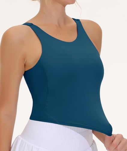 Image of THE GYM PEOPLE Women Sports Bra Sleeveless Padded Running Workout Tank Tops | U-Shaped Beauty Back, High-stretch fabric, Crop design, Sleeveless, Removable pads, Ideal for workout and daily wear