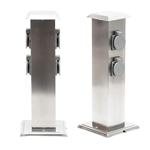 4-fach Außensteckdose Steckdosensäule Energiesäule Edelstahl Outdoor...