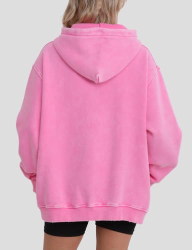 Image of FAIABLE Womens Oversized Acid Wash Hoodie Unisex Heavyweight Fleece Cotton Hoodies Vintage Washed Sweatshirt for Women