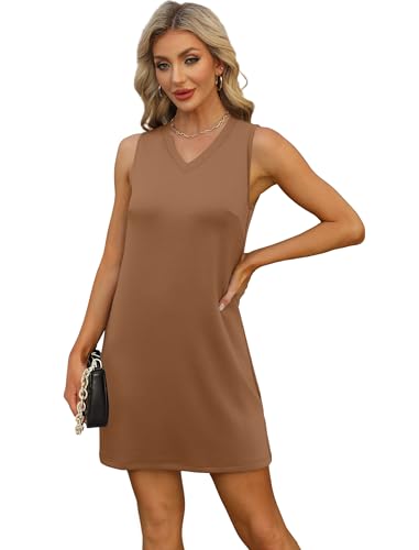 Image of BKRIVE V-Neck Summer Casual Beach Dresses for Women 2026 Vacation Women's Sleeveless Sundress with Split