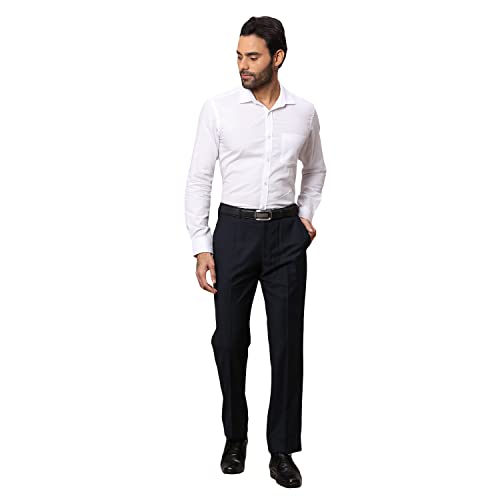 Image of Park Avenue Men's Terry Rayon Blend Solid Pattern Smart Fit Flat Front Formal Trouser