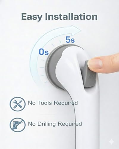 2 Pack Grab Bars for Bathtubs and Showers, Shower Handles for Elderly Seniors bar Safety 500 lbs Walls Handicap Heavy Duty Holder Hooks to Lift Large Tile Glass Suction Cups Tool