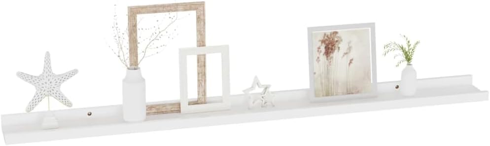 Wall Shelf Set of 2 White MDF Floating Shelves 39.4in Modern Matte Display Ledges Easy Mount for Living Room Bedroom or Pantry Compact Vertical Storage image 4