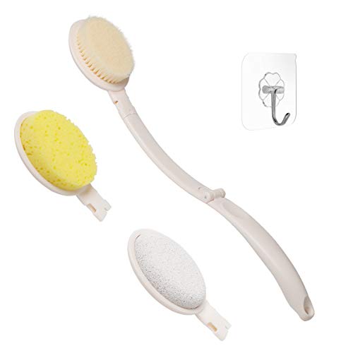 KPOKPO 2021 NEW - Soft Shower Body Brush ，Back Scrubber Soft Bristles Bath Brush， 3 in 1 Foldable Bath Brush Exfoliating Brush with Long Handle Body Brush Lotion Applicator and Massager