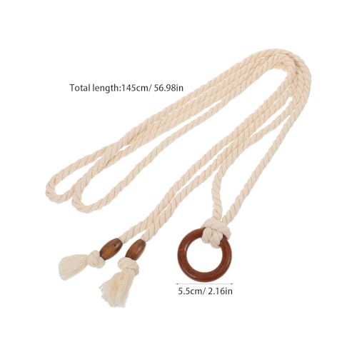 2pcs Tassel Braided Waist Belt: Adjustable Cotton Rope Belt For Dresses - Medieval Style Woven Waistband With Fringe For Boho And Renaissance Costumes2