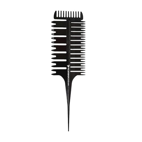 ProStylingTools® 3-Way Weaving & Sectioning Comb, Hair Coloring and Highlighting Tool, Wide Tooth Rat Tail Comb with Dual Weaving Sides for Professional Hair Styling