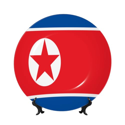 HCVXBSA Drapeau de la Corée du Nord - Assiette décorative en porcelaine anglaise - Design élégant - Esthétique vintage et moderne, parfaite pour offrir et décoration d'intérieur - 20,3 cm