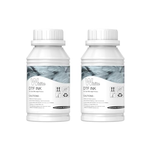 Image of DXZ 2026 New Formula White DTF Water-Based Pigment Ink - High Opacity, Clog-Free, Odorless & Smooth Flow - Compatible with All DTF Printers (Two Bottles of White)