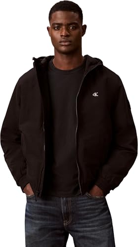 Calvin Klein Herren Übergangsjacke Padded Nylon mit Kapuze, Schwarz (Black), XL – Ansicht 1