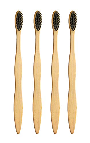 Kvitoe Set of 4 Soft Bristles Bamboo Toothbrush For Girls And Boys