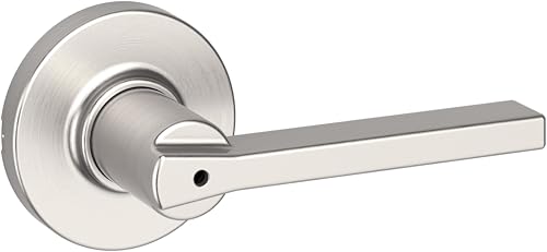 Kwikset Casey Privacy Door Handle for Bedroom and Bathroom, Satin Nickel
