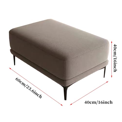 Tabouret gris 60cm avec pieds en métal et banc rembourré