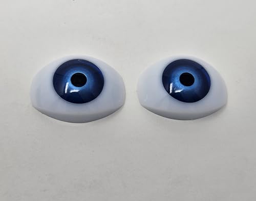 Pair of Zim's 12mm Iris Oval Realistic Plastic Human Dolly Eyes for Craft Dolls, Toys or Puppets (Pack of 2) (Blue)
