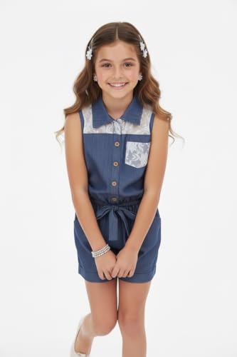 Image of ToBeInStyle Girl's Summer Romper One Piece Outfit Casual Lightweight Short Set