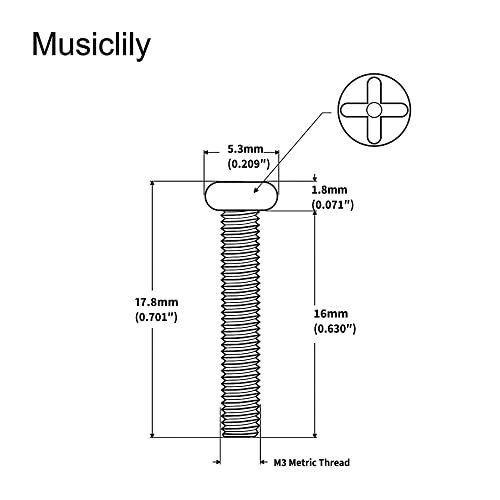 Musiclily Pro Metric M3X16mm Steel Saddle Intonation Screws for Import Strat Style Electric Guitar Tremolo Bridge, Black (Set of 6) - Image 2