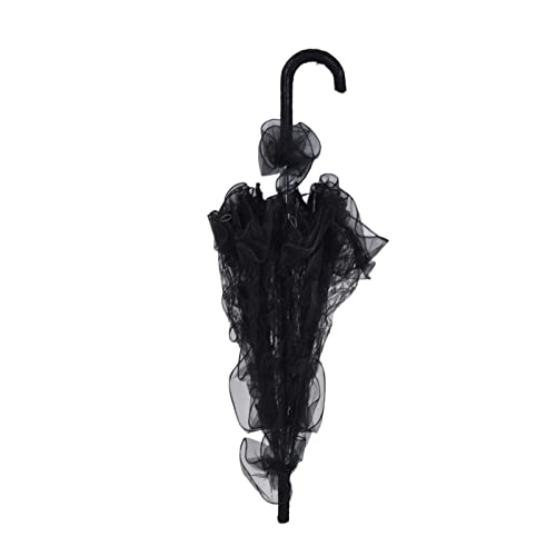 DULRLLY Ombrello parasole in pizzo nero, ombrello da sposa in...