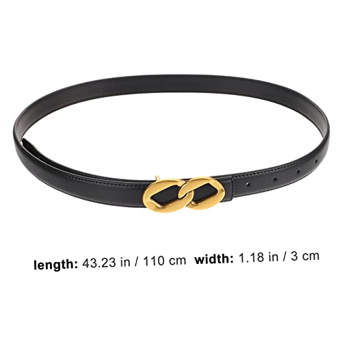 Women Adjustable Leather Belt for Vintage Style Waist Belt for Jeans and Dresses Fashionable Black Cowhide for Moms and Friends2