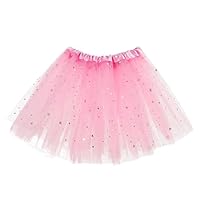 WLLHYF Tutu-Rock 3-lagig Tüll Pailletten Stern Ballett Tanzröcke Prinzessin Party Kostüm Tutu Festliches Party-Kostüm für Mädchen, Damen, Kleinkind, Weihnachten, Geburtstag(Stern Rosa,30cm)