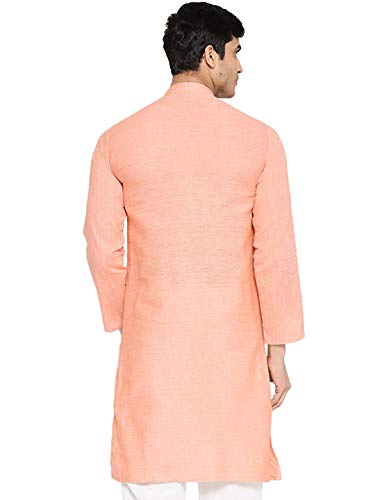 Image of Vastraa Fusion Men's Printed Kurta Pure Cotton Long Kurta, Round Collar, Full Sleeves, Button Kurta, Ethnic Wear