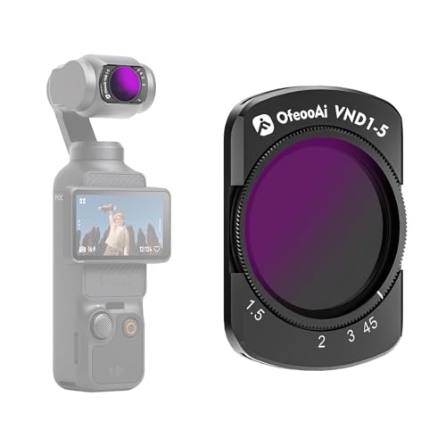 OfeooAi VND 2-32 Filter for DJI Osmo Pocket 3, Variable 1 to 5-Stop Neutral Density, Adjustable Light Control for Smooth Video & Shallow Depth of Field, No Need to Swap Filters