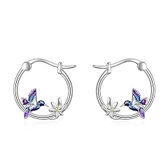 Silver-Hummingbird Hoop Earrings