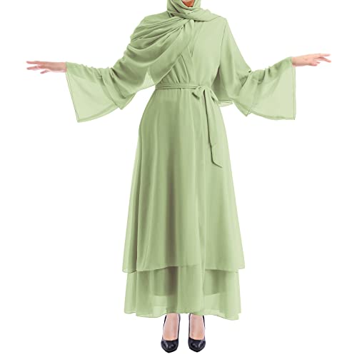 Women's Chiffon Muslim Cardigan Kaftan East Arabian Abaya Dress Casual Islamic Cover Up Long Dresses3