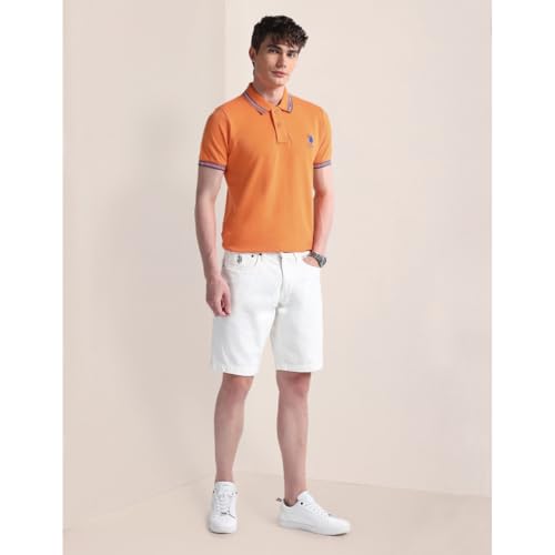 Image of U.S. Polo ASSN. Solid Slim Fit Polo T Shirts for Men - 100% Cotton, Half Sleeves Mens Tshirt