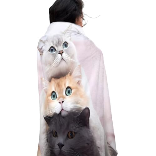 Couverture chat flanelle ronde, plaid canapé pliable multifonction