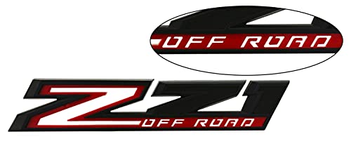 Image of 2pack New Big Z71 Off Road Emblems Side Decals 3D Badges Compatible with fits 2019-2025 Silverado Offroad Parts 84632695 (Black Red)