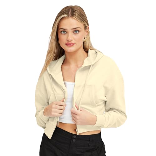 Image of FUNKY MONKEY Soft Fleece Crop Zipper Hoodie for Girls and Womens Sweatshirt