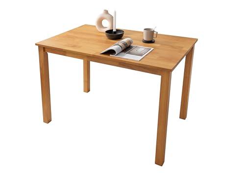 Woodroom Esstisch Kota 110x70 cm – Massivholz Hevea, lackiert, Farbe Eiche – Kleiner Küchentisch, Esszimmertisch, platzsparend, stabil & pflegeleicht