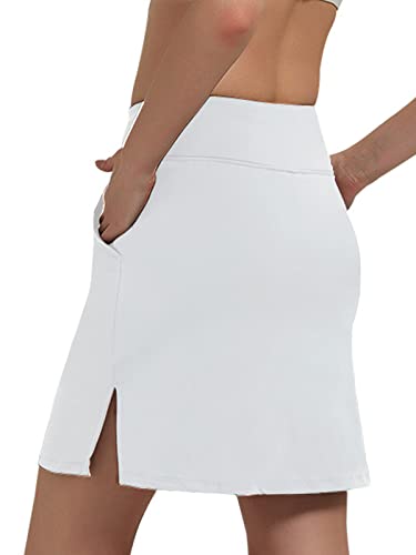 White Tennis Skirt For Women Casual Skirts For Women Outdoor Skort With Pockets S #TOP3