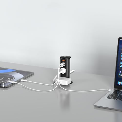 Prise pop-up pour plan de travail ANNQUAN bloc multiprise encastrable compact - 7
