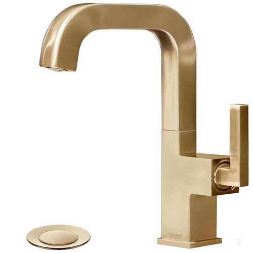 Lava Odoro Champagne Gold Bathroom Faucet Single Hole, Bronze Gold Bathroom Sink Faucet Single...