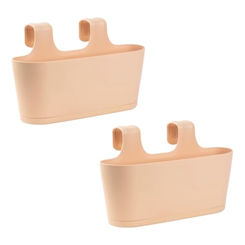 Gariella - 2 x Blumenkasten in Apricot, Hängekasten, Geländer-Montage, Balkon, Außenbereich, 5,5 L, oval, Kunststoff, Übertopf, Pflanzkasten, Blumentopf zum Hängen, Wasserspeicher/Untersetzer