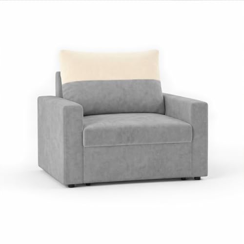 Image of SOCOZI Enrique 1 Seater Sofa Cum Bed | Soft Velvet Suede Fabric | Modern Convertible Design | Plush Comfort Seating for Living Room (Light Grey)