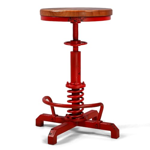 BOKKOLIK Industrieller Barhocker, 61–71,1 cm, höhenverstellbar, Vintage-Kücheninselhocker, Bauernhaus, Gitarrenhocker, rustikaler Frühstücksstuhl mit drehbarem Holzsitz