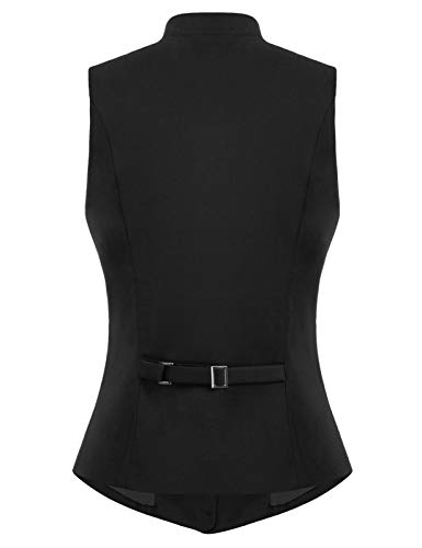 Kancy Kole Women's Formal Casual Suit Slim Fit Button Down Vest Waistcoat(M, Black 78) #TOP1
